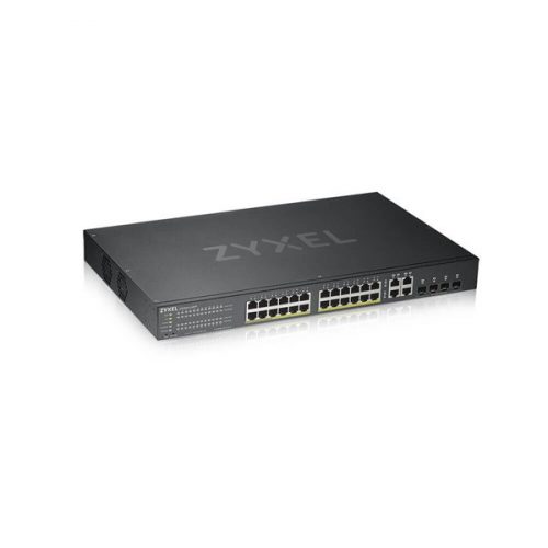 ZyXEL GS1920-24HPv2 28port GbE LAN PoE (375W) 4x GbE SFP/RJ45 Combo port L2 menedzselhető PoE switch