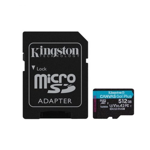 Kingston 512GB SD micro Canvas Go! Plus (SDXC Class 10 UHS-I U3) (SDCG3/512GB) memóriakártya adapterrel