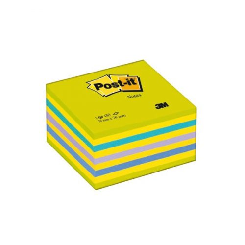 3M Post-it neon kék/zöld 76x76mm 450 lapos öntapadó kockatömb