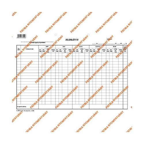 C.60-5 A4 5napos fekvő "Jelenléti ív szabadlap" nyomtatvány