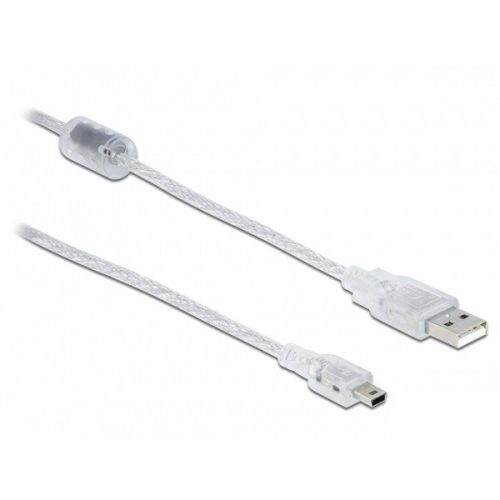 Delock 83904 USB-A 2.0 apa > USB 2.0 Mini-B apa 0,5m áttetsző kábel