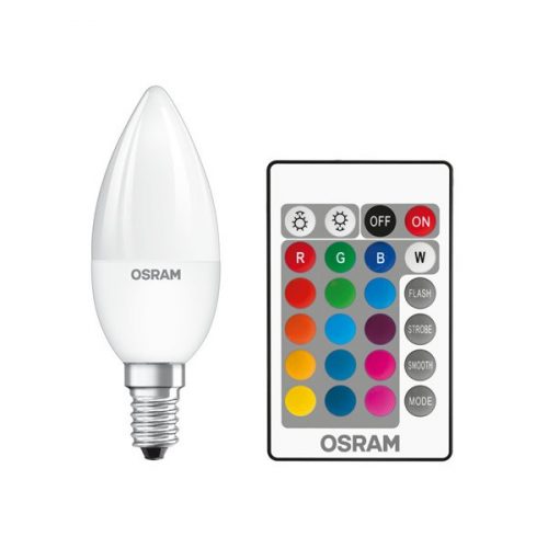 Osram Star+ RGBW/matt búra/4,5W/250lm/2700K/E14 távirányítható LED gyertya fényforrás