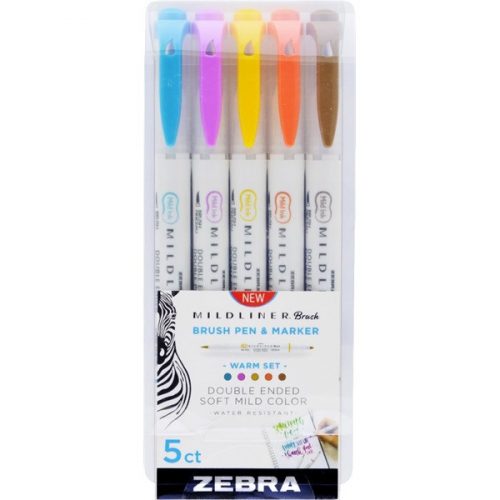 Zebra Mildliner Brush Warm 5db-os kettős végű ecset marker