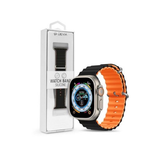 Devia ST381591 Apple Watch 38/40/41mm fekete/narancs szilikon sport szíj