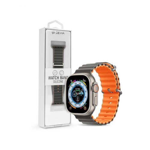 Devia ST381614 Apple Watch 38/40/41mm szürke/narancs szilikon sport szíj