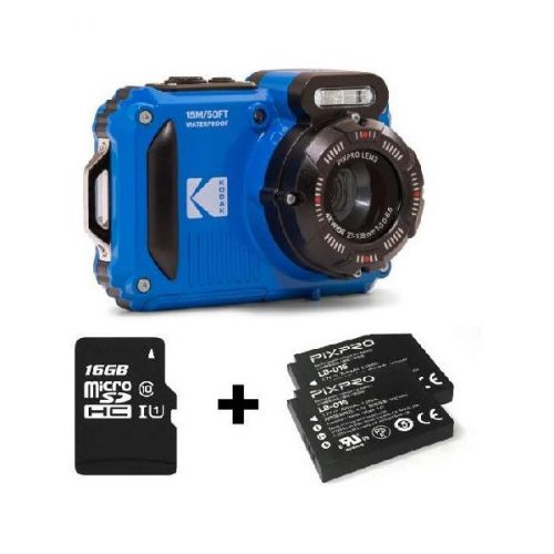 Kodak Pixpro WPZ2 vízálló/porálló/ütésálló digitális kék fényképezőgép + 16Gb microSd + akkumulátor