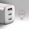 AXAGON ACU-DPQ65W 3x port (USB + dual USB-C), PD3.0/QC4+/PPS/Apple 65W fehér GaN töltő