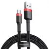 Baseus CATKLF-U91 Cafule 3m 2A USB A/USB C piros-fekete adat- és töltőkábel