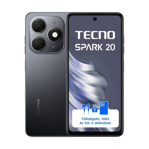 Tecno Spark 20 6,56" LTE 8/256GB DualSIM Gravity Black okostelefon