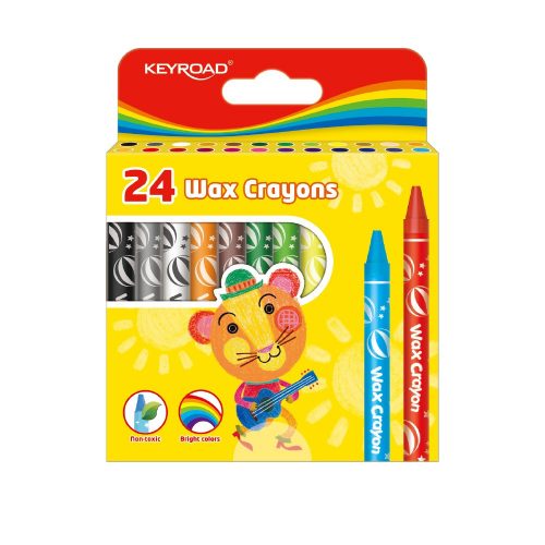 Zsírkréta készlet 8x90 mm 24 db/bliszter Keyroad Wax Crayon vegyes színek