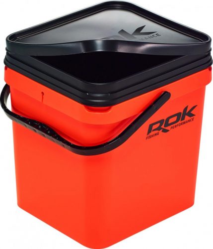 ROK 17 literes Szögletes Csalis vödör + betét + tető szett Square Bait Bucket + Basin Black set - Narancs